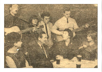 Bruce West – Guitar; Rod Braxton – Guitar, Ernie Balding – Vocals/ Guitar And me – Vocals. I think there was also a mandolin player called Alan but he’s not on this splendid picture.